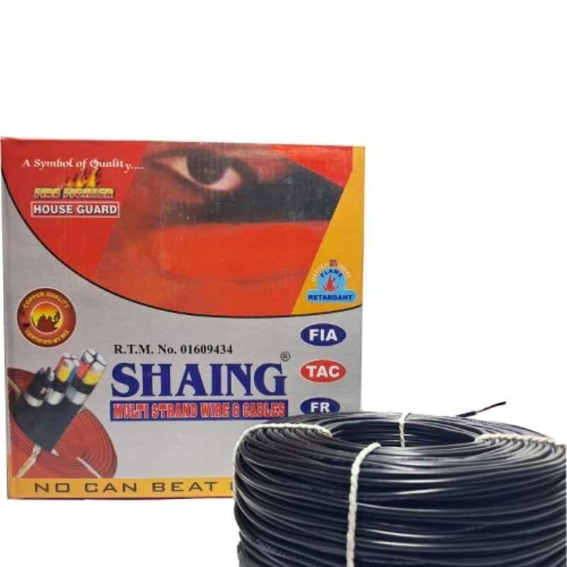 SHAING 2.5 Sqmm Single Core Black FR PVC Insulated CCR Copper Wire for Domestic & Industrial Purpose, Length: 91 m