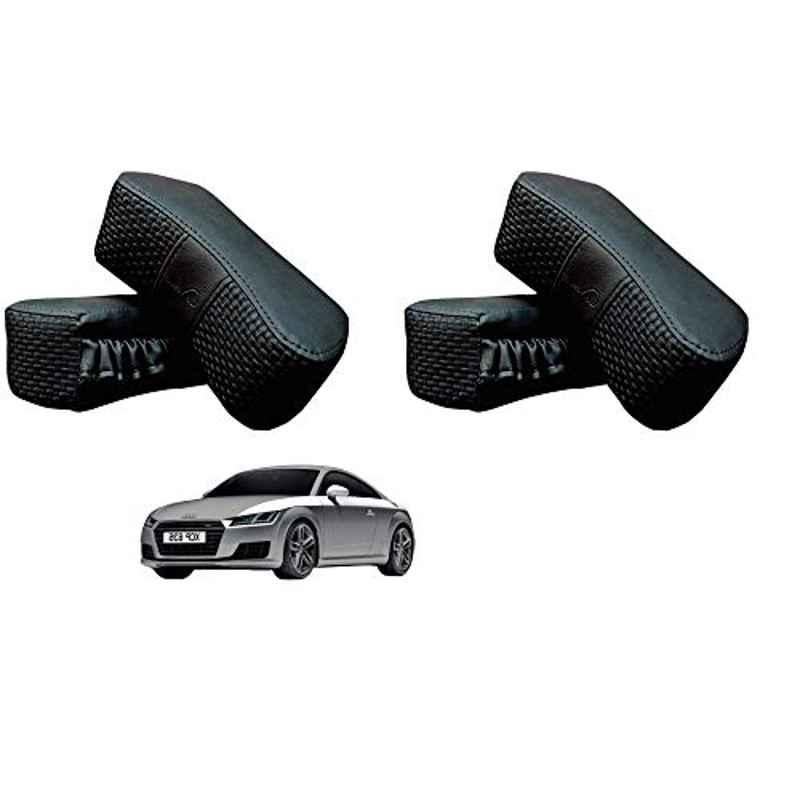 Kozdiko 4 Pcs CV Designer Black Leatherite Neck Rest Car Cushion Pillow Set for Audi TT