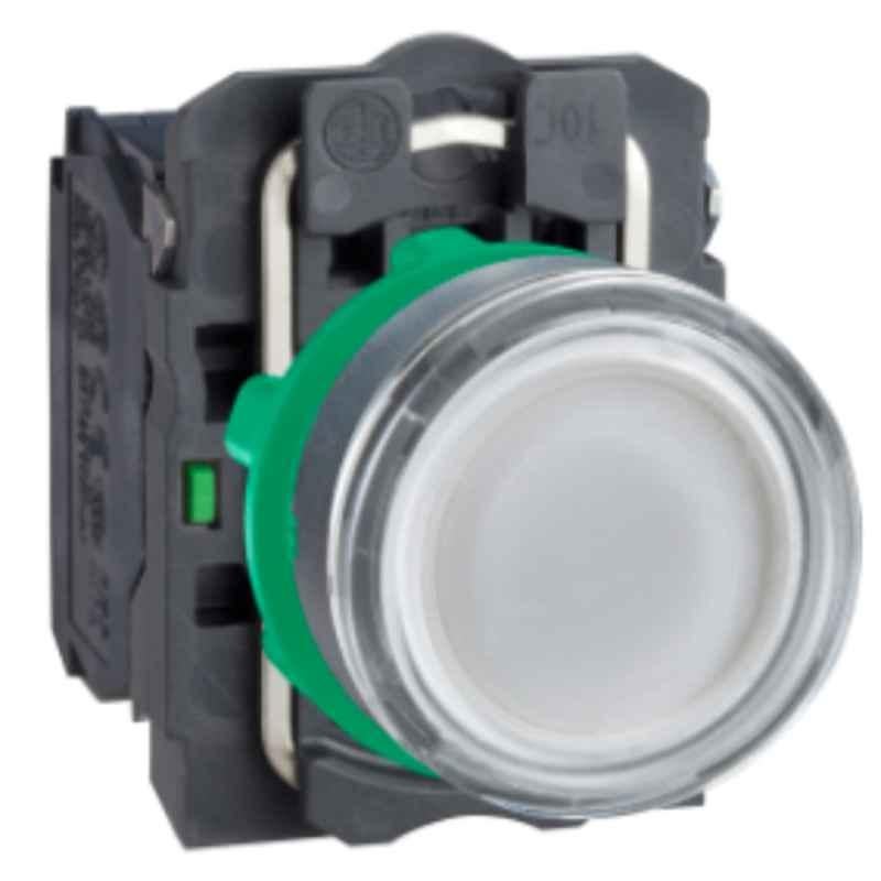 Schneider Harmony 110-120 VAC Plastic White Flush Illuminated Spring Return Push Button, XB5AW31G5