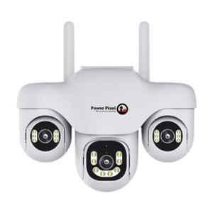 Power Pixel 18MP 4K UHD Triple Motorized Digital Lens Wi-Fi Camera with V380 App Controlled, Three Screens, Wireless Outdoor Two-Way Audio, Human Auto Tracking, AI Based & Weatherproof