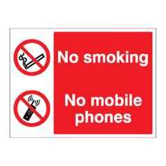 SUNSIGNS 400x300mm Vinyl & ACP Sheet No Smoking & No Mobile Phone Signage, SS0248VNLM3HPIFAK