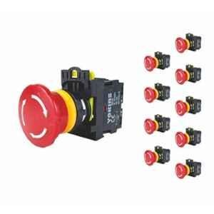 Yokins 22mm 600V 1NO+1NC Red Emergency Stop Push Button, EB2M-A-01-ZS (Pack of 10)