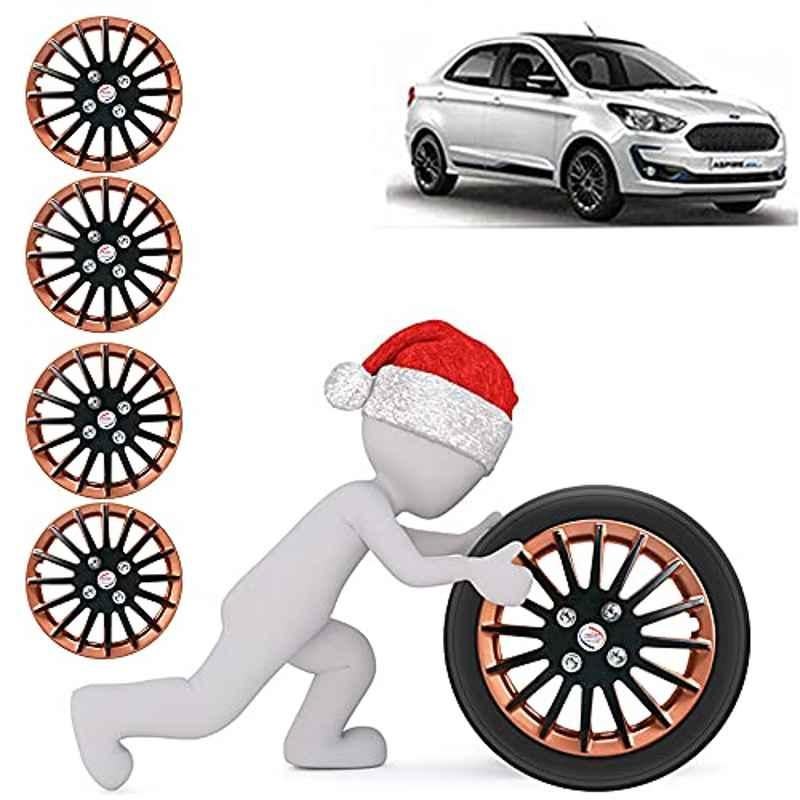 Auto Pearl 4 Pcs 14 inch ABS Copper & Black Press Fitting Wheel Cover Set for Ford Figo 2019
