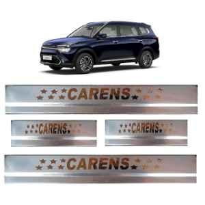 SureStrive 4 Pcs Stainless Steel Silver Footstep Sill Plate Set without LED for Kia Carens All Model