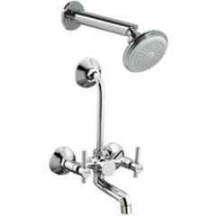 Gold Bell Brass Silver Wall Mounted Chrome Finish 2 in 1 Bathroom Wall Mixer with 4x4 inch Overhead Shower & 9 inch Arm, BR81_37
