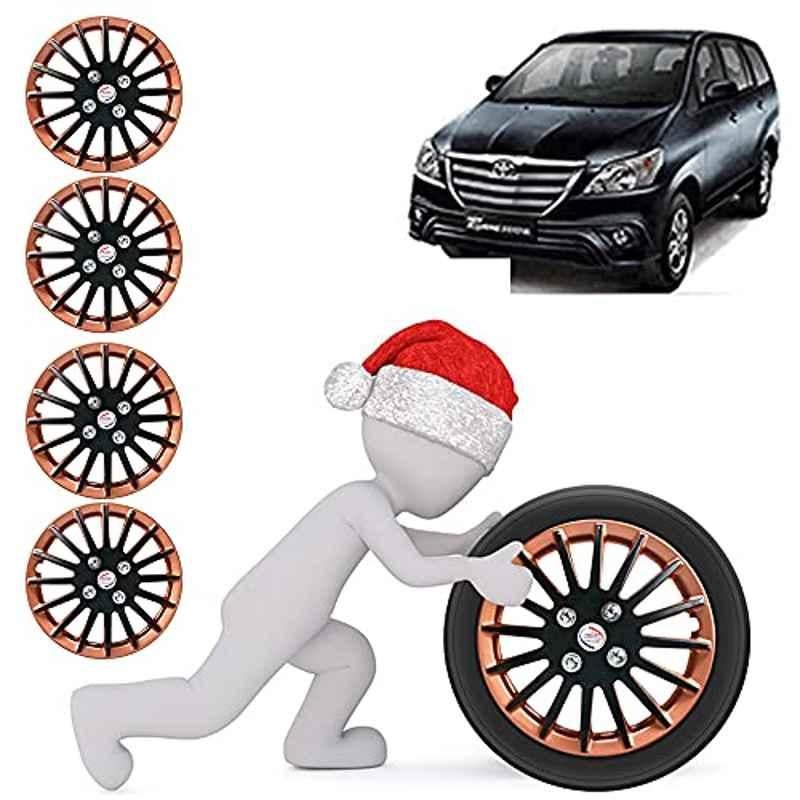 Auto Pearl 4 Pcs 15 inch ABS Camry Copper & Black Car Wheel Cover Set for Toyota Innova 2013 & 2015