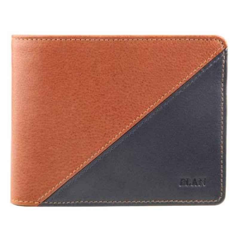 Elan 11x3x9.2cm 8 Slots Leather Tan Bifold Coin Pouch Wallet with Flap, EI-1363-TN