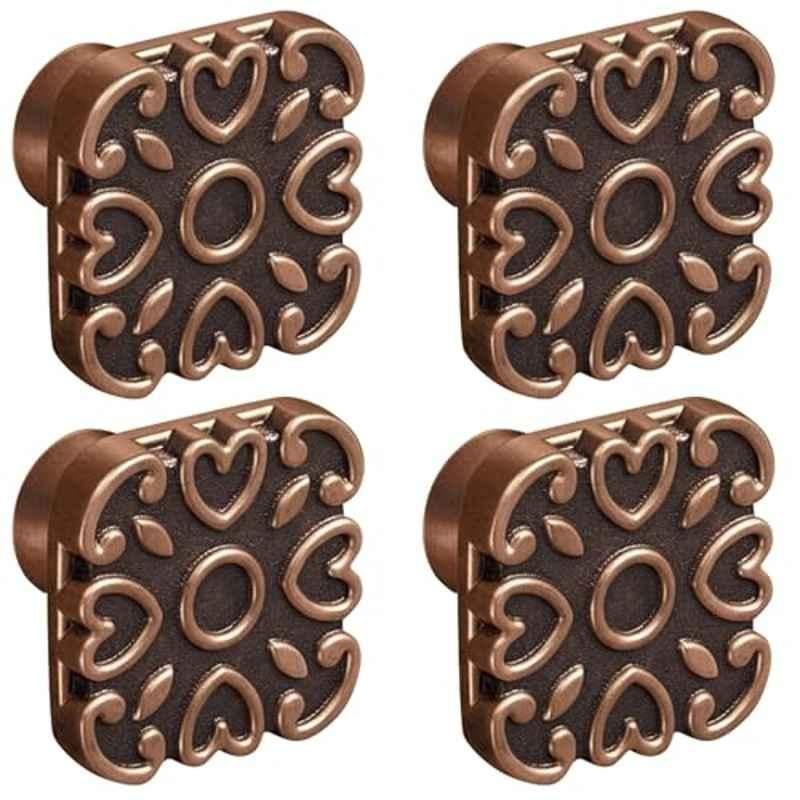 Plantex Knobs for Drawer/Square Drawer Knobs/Knobs for Cabinets/Pull-Push Knobs for Kitchen/Bedroom Drawer (Pack of 4) DTK-299, Antique Copper