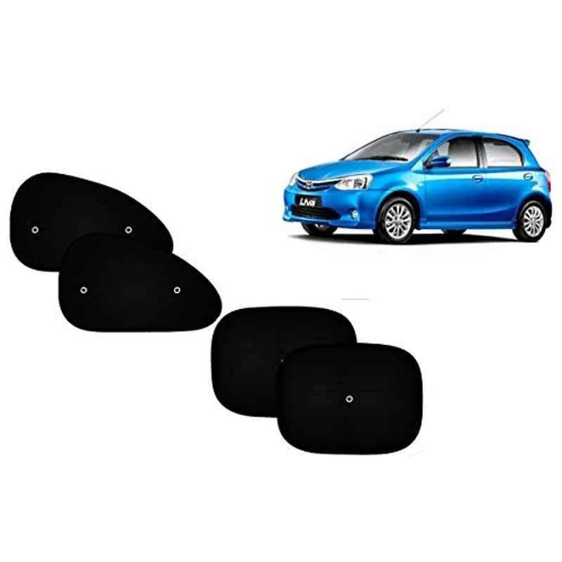 Auto Pearl 4 Pcs PVC & Mesh Black Window Side Sun Shade Set for Toyota Etios Liva