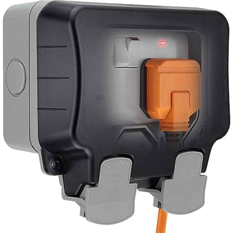BG Electrical 13A Polycarbonate Grey Switched Power Socket, WP22-01