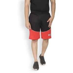 World Sportss Lycra Blend Red & Black Solid Sports Shorts for Men, SHM21BLKRED1, Size: M