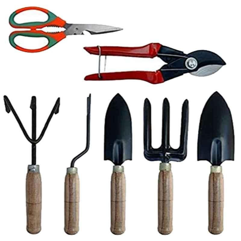 Pier Imports 7 Pcs Wooden Handle Garden Tool Kit, PI-10