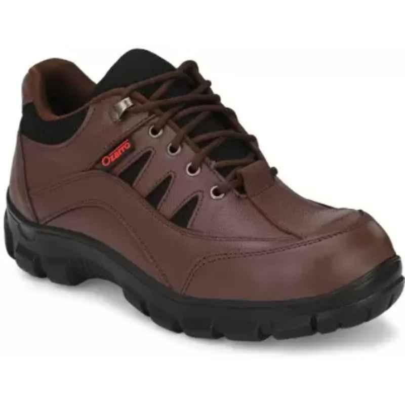 Ozarro Leather Steel Toe Brown Safety Shoes, S4410BROWN, Size: 10