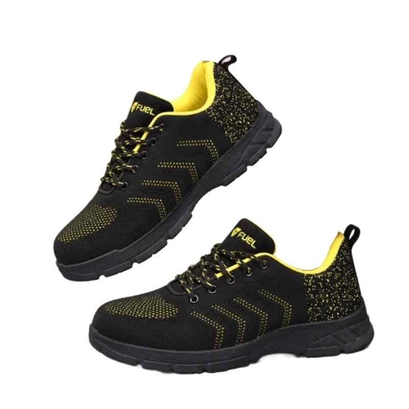 Fuel Arsenal-Sports Breathable Mesh Black & Yellow Steel Toe Safety Shoes, Size: 8