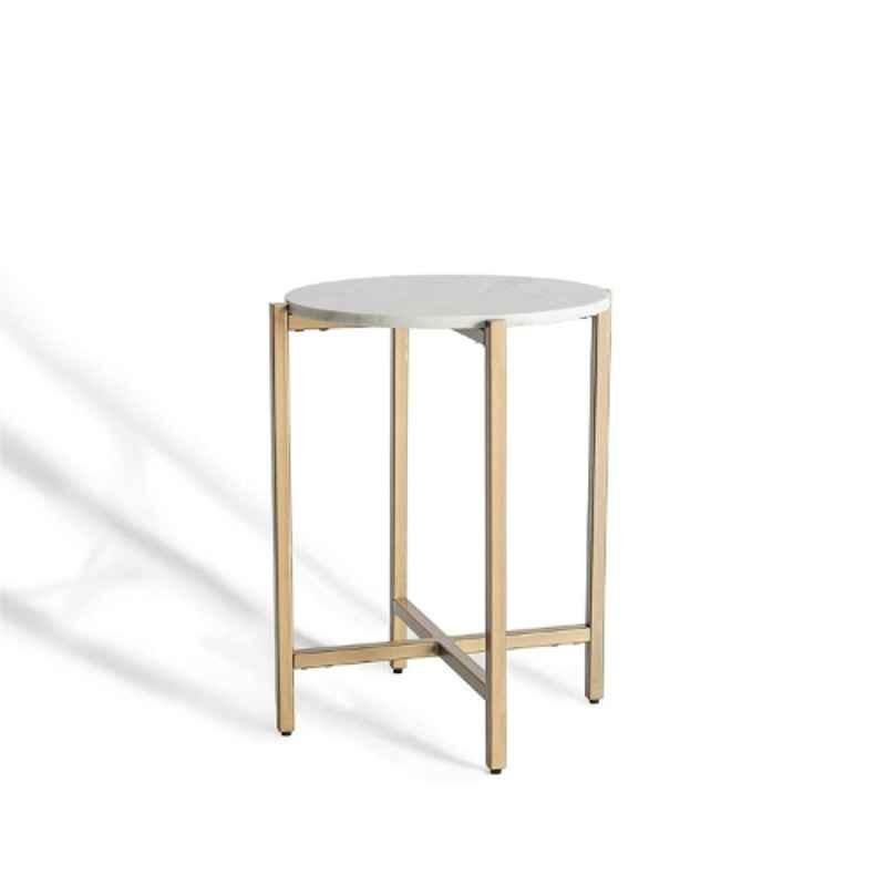 AVA Designz Marble Top Grey & Gold End C-Shape Table