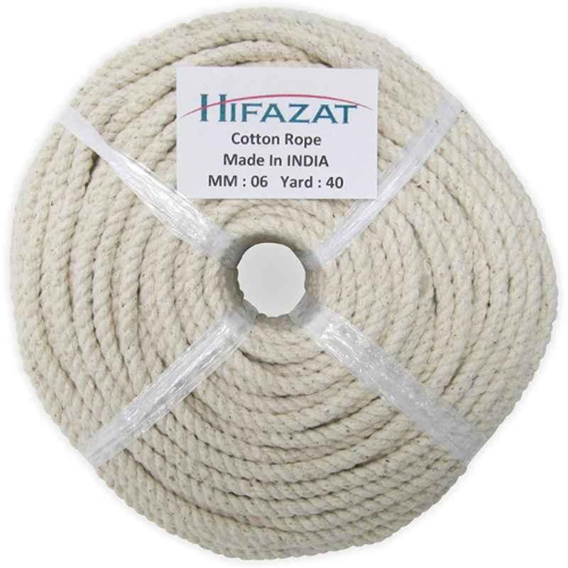 Hifazat 6mm 40 Yards Beige Twisted Cotton Rope