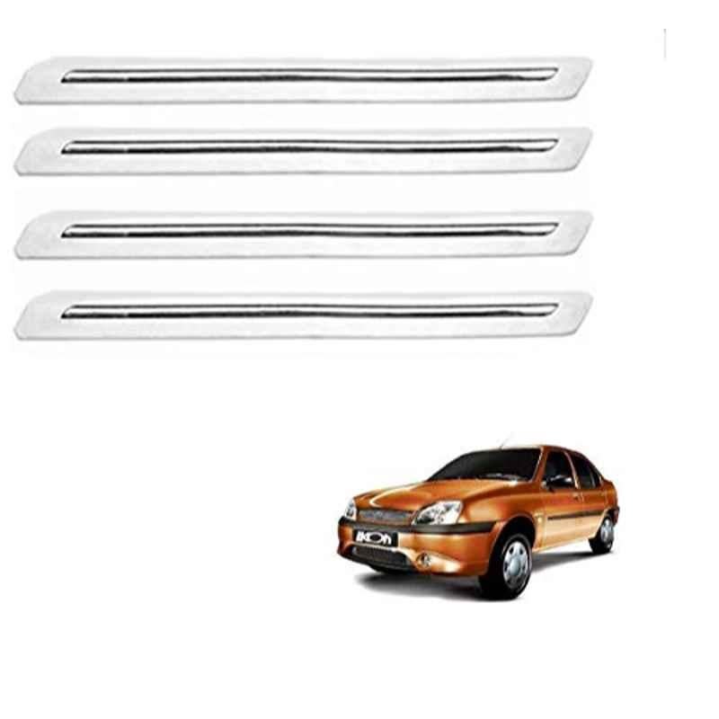 Kozdiko 4 Pcs PVC White Car Bumper Protector Set with Chrome Strip for Ford Ikon