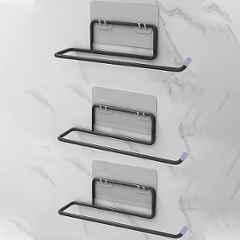 Plantex Self Adhesive Toilet Paper Roll Holder/Tissue Paper Roll Holder Self Adhesive/Toilet Paper Holder for Bathroom Accessories Black (Pack of 3)