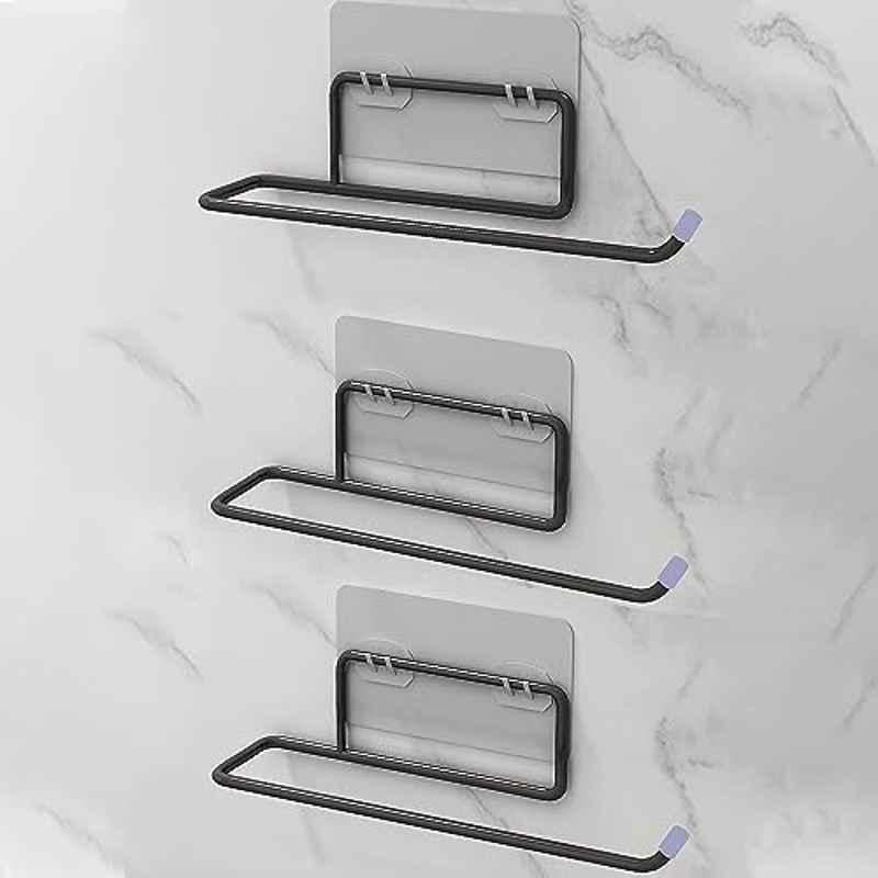 Plantex Self Adhesive Toilet Paper Roll Holder/Tissue Paper Roll Holder Self Adhesive/Toilet Paper Holder for Bathroom Accessories Black (Pack of 3)