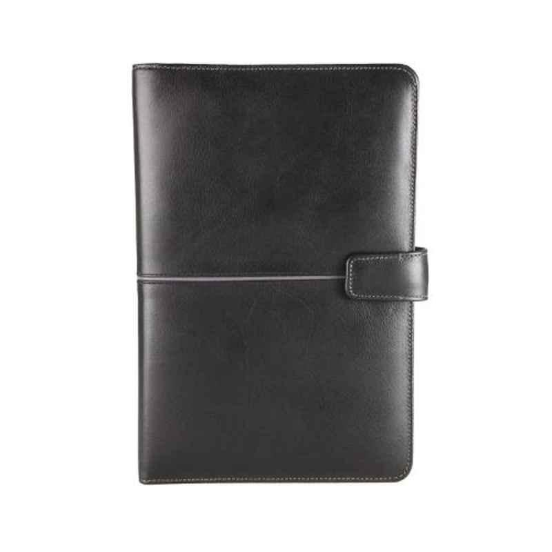 Elan 23.5x15.5x3cm 6 Slots Leather Black Notebook, ELNB-176-BL
