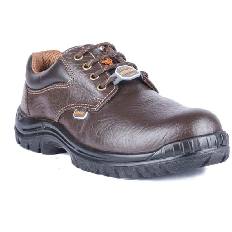 Hillson Argo Leather Steel Toe Brown Work Safety Shoes, Size: 8