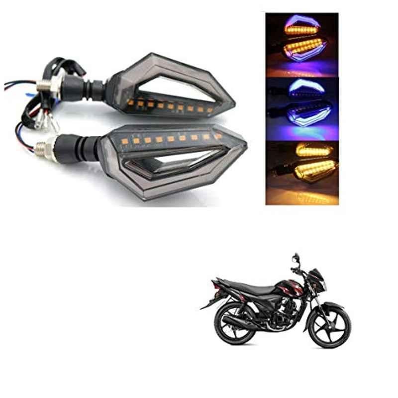 Kozdiko 4 Pcs Bike D Shaped 9 LED Front & Rear Side Turn Signal Indicator Light Set for Suzuki Hayate