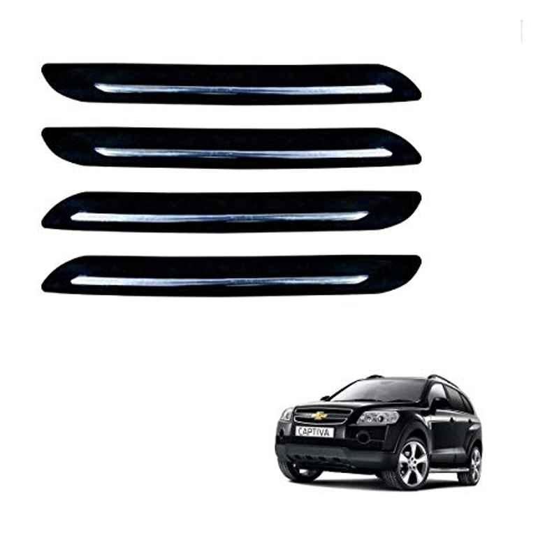 Kozdiko 4 Pcs PVC Black Car Bumper Protector Set with Chrome Strip for Chevrolet Captiva