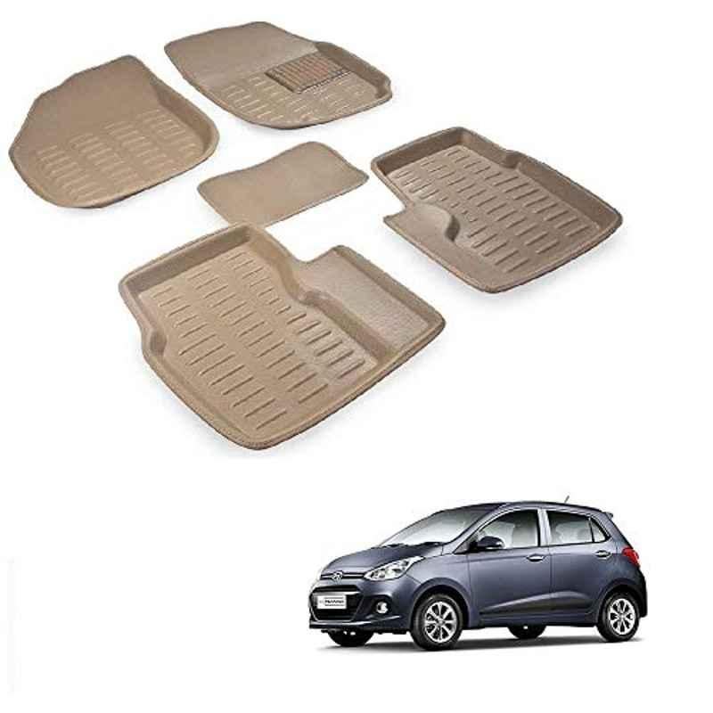 Kozdiko 5 Pcs 3D Beige Car Foot Mat Set for Hyundai Grand I10, koz_68016