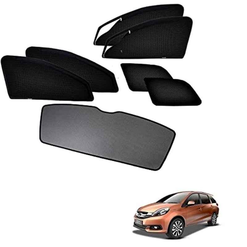 Kozdiko 7 Pcs Black Car Side Window Curtains Zipper with Dicky Magnetic Sunshade Set for Honda Mobilio