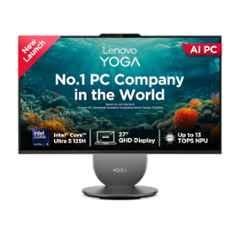Lenovo Yoga AIO 27IAH10 Luna Grey Desktop with Intel Core Ultra 5/16GB/1TB SSD/Win 11/Microsoft 365 & Office 24/Wireless EOS Keyboard & Mouse/27 inch QHD Display, F0J2003EIN