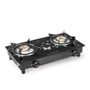 Longway Astra 2 Burner Black Glass Top Manual Ignition Gas Stove