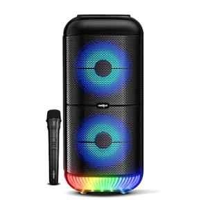 Frontech Solo 22W Bluetooth Black Trolley Speaker with LED Display, Disco Light, Wheels & Handle, SW-0178