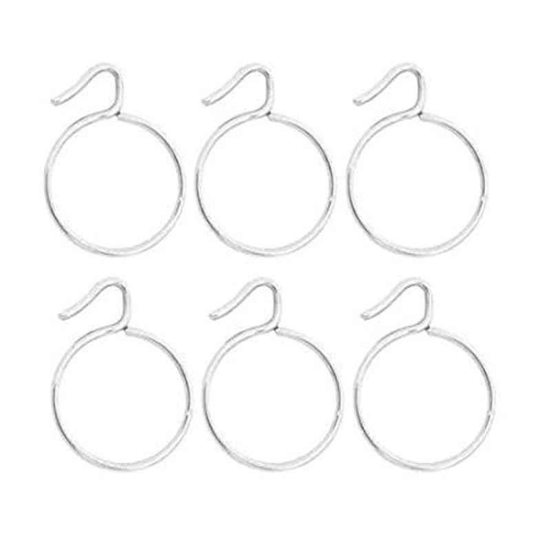 Smart Shophar 1.25 inch Stainless Steel Silver Supreme Curtain Ring, SHA8CR-SUPR-SL1.25-P6 (Pack of 6)