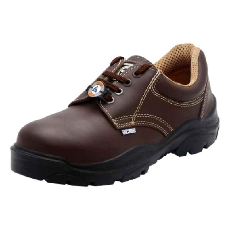 Acme AP-27 Sodium Steel Toe Low Ankle Brown Work Safety Shoes, Size: 11