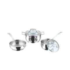 Vinod 3 Pcs Stainless Steel Florence Cookware Set, FLR3 (Pack of 5)