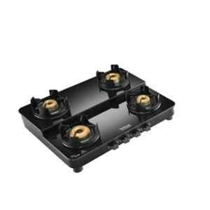 Hindware Alverio DPLX 4B AI Glass Top Cooktop with 4 Brass Burner & Automatic Ignition, CT 100188