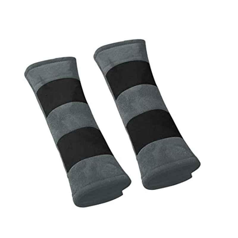 Kozdiko 2 Pcs Valvet Grey & Black Seat Belt Cushion Pillow Set for Tata Altroz