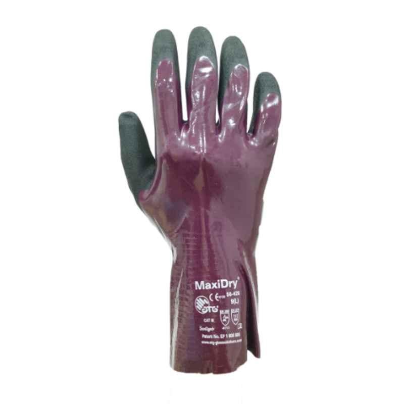 ATG Maxi Dry Gauntlet 56-426 Synthetic Nitrile Coated Purple & Black Safety Gloves, Size: XL