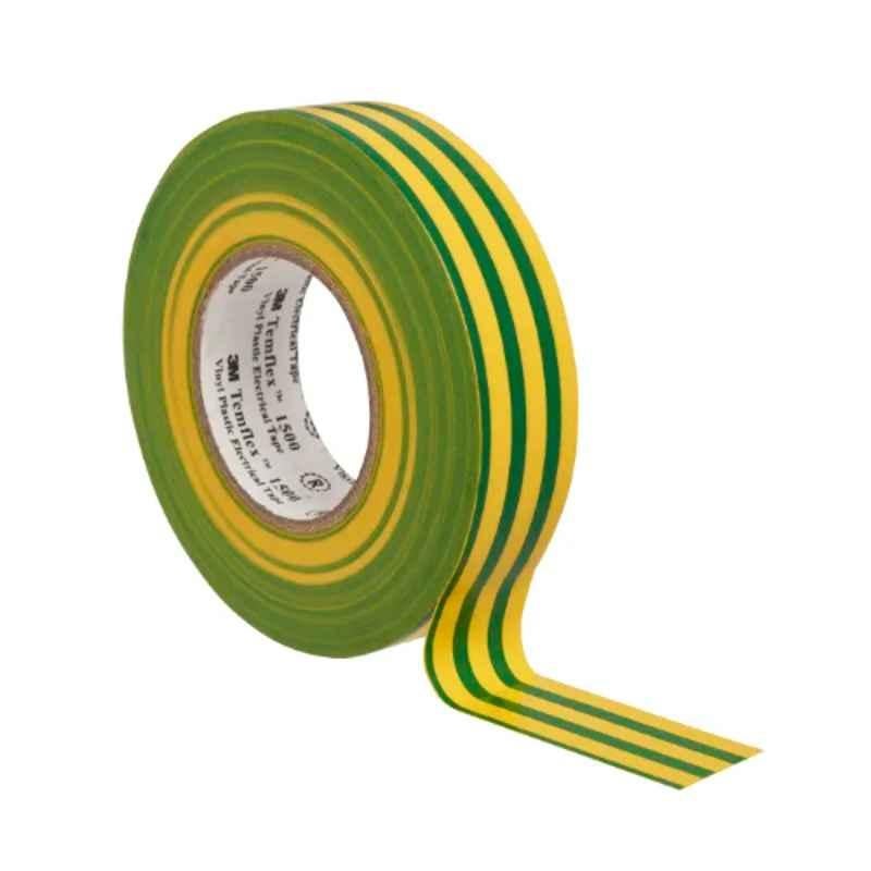 3M 19mm Vinyl Green & Yellow Electrical Tape, Temflex 1500