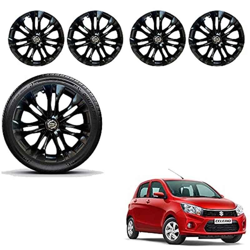 Auto Pearl 4 Pcs 13 inch ABS Black Car Wheel Cover Set for Maruti Suzuki Celerio LXI, WCBLK16