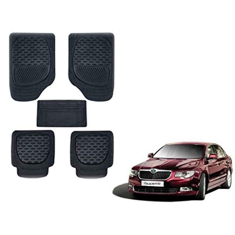 Kozdiko 6255TW 5 Pcs PVC & Rubber Black Car Mat Set for Skoda Superb