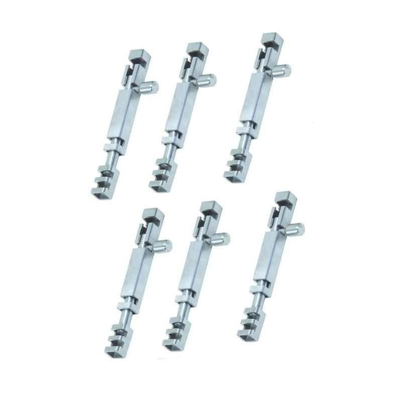 Smart Shophar 8 inch Stainless Steel Silver Square Section Tower Bolt, SHA40TW-SQSE-SL08-P6 (Pack of 6)