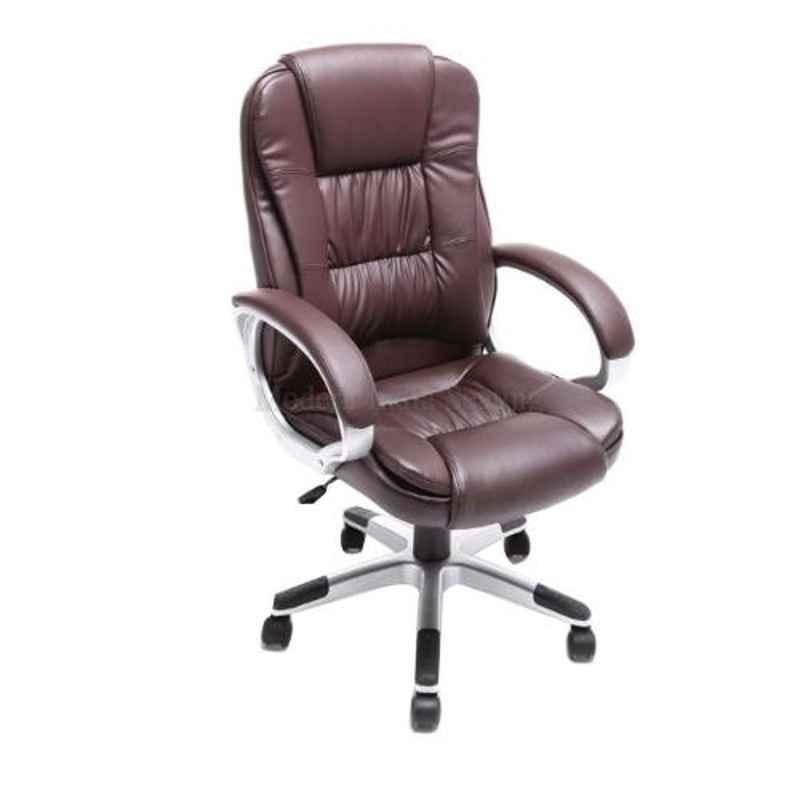 Modern India Leatherette Brown High Back Office Chair, MI207 (Pack of 2)