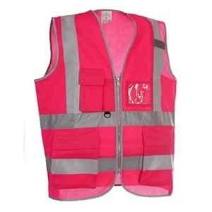 Evion ES-032-PK-L Polyester Pink Reflective Safety Jacket, Size: L (Pack of 10)
