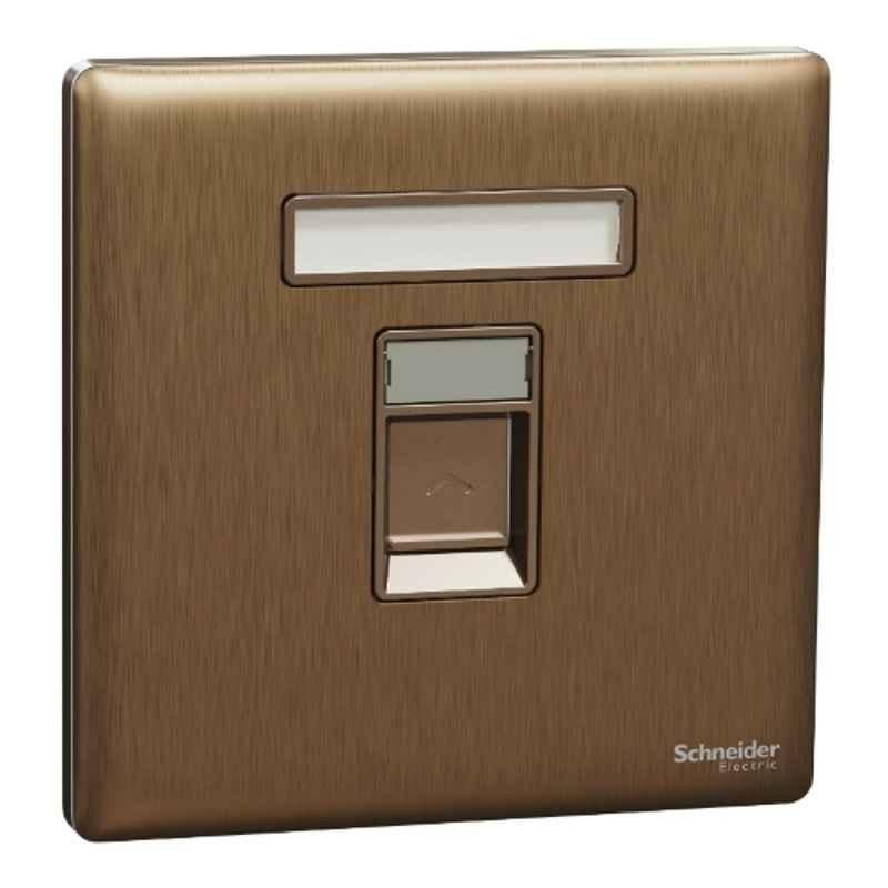 Schneider Electric Unica X 1M RJ45 Cat6 Dark Bronze Shuttered Telephone Socket, NUX31RJ4_DB