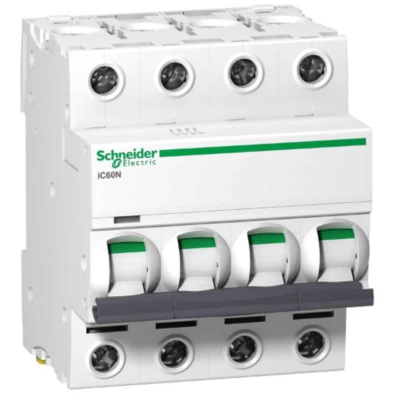 Schneider Acti9 iC60N 20A B 4 Pole Miniature Circuit Breaker, A9F43420