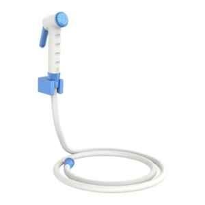 RN White Blue Health Faucet Set with Hose Pipe & Wall Holder for Toilet Cleaning