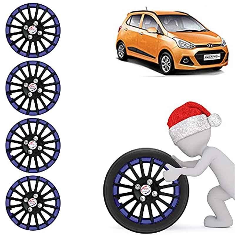 Auto Pearl 4 Pcs 14 inch ABS Black & Blue Car Wheel Cover Set for Hyundai i10 Grand