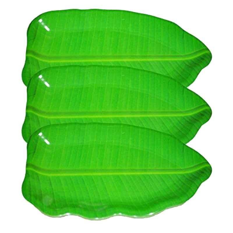 HG Hawa 3 Pcs 16 inch Melamine Banana Leaf Shape Plates Set