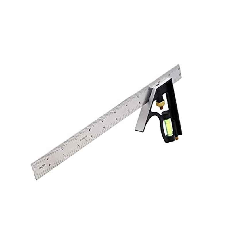 Max Germany 300mm Stainless Steel Silver & Black Combination Square, 325-12